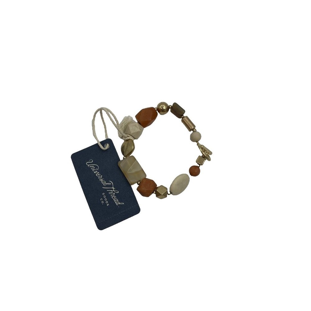 Universal Thread Beaded Stretch Bracelet Earth Tone Geometric Boho Jewelry